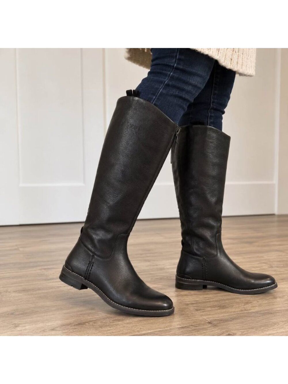 New Franco Sarto L Meyer Wide Calf Black Leather Knee High Boots Women’s 10
